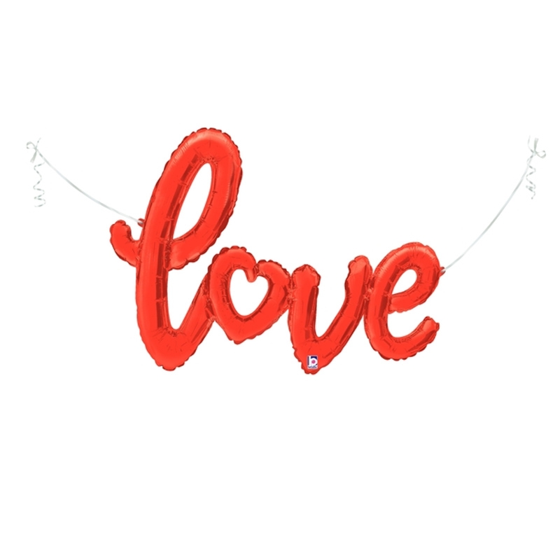 Shape Love Script Red Foil 47&quot; 1pk