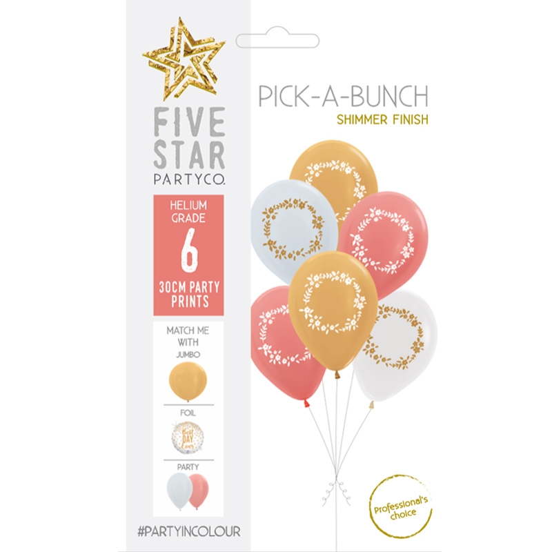 PICK-A-BUNCH Floral Wreath 30cm Asst 6pk