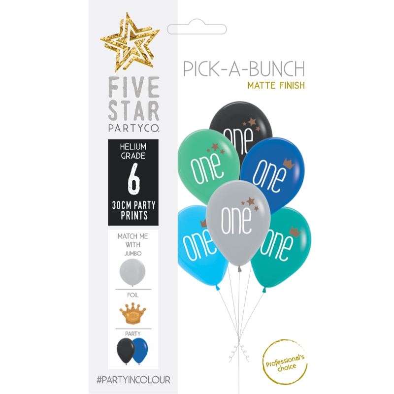 PICK-A-BUNCH One Crown/Stars 30cm Asst 6pk