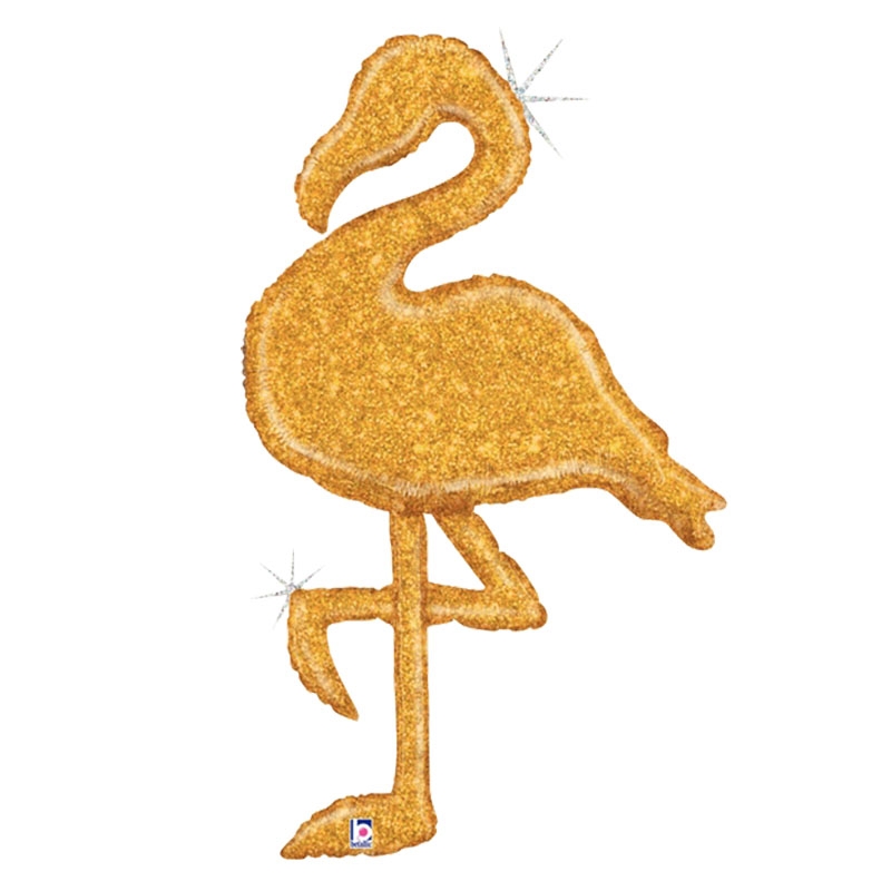 Shape Holo Gold Glitter Flamingo Foil 53&quot; 1pk