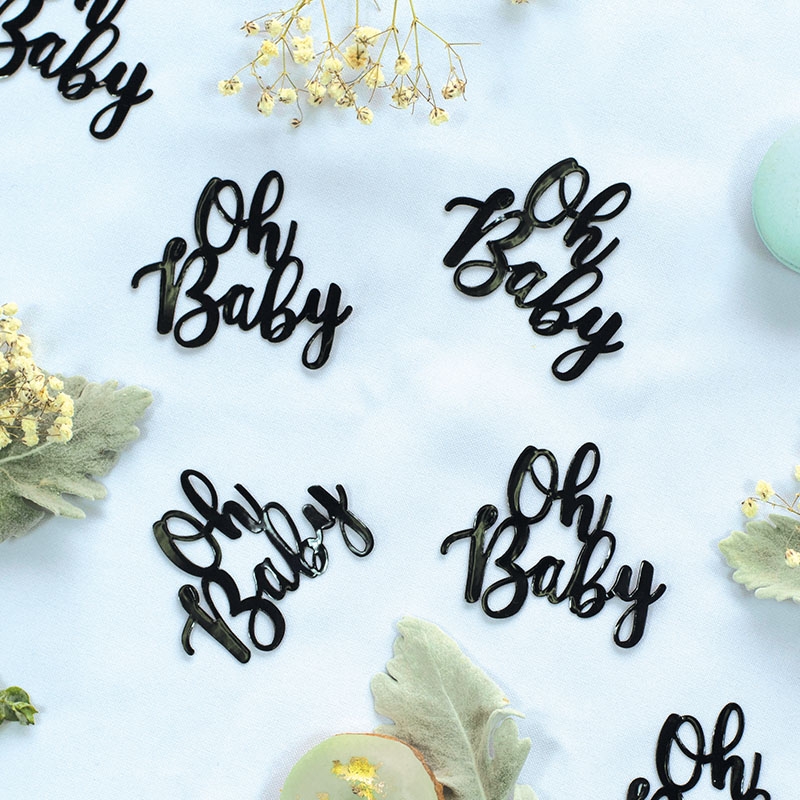 FS OH BABY Foil Jumbo Confetti Black 15pk
