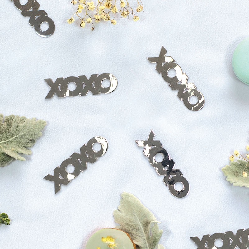 FS XOXO Foil Jumbo Confetti Silver 20pk
