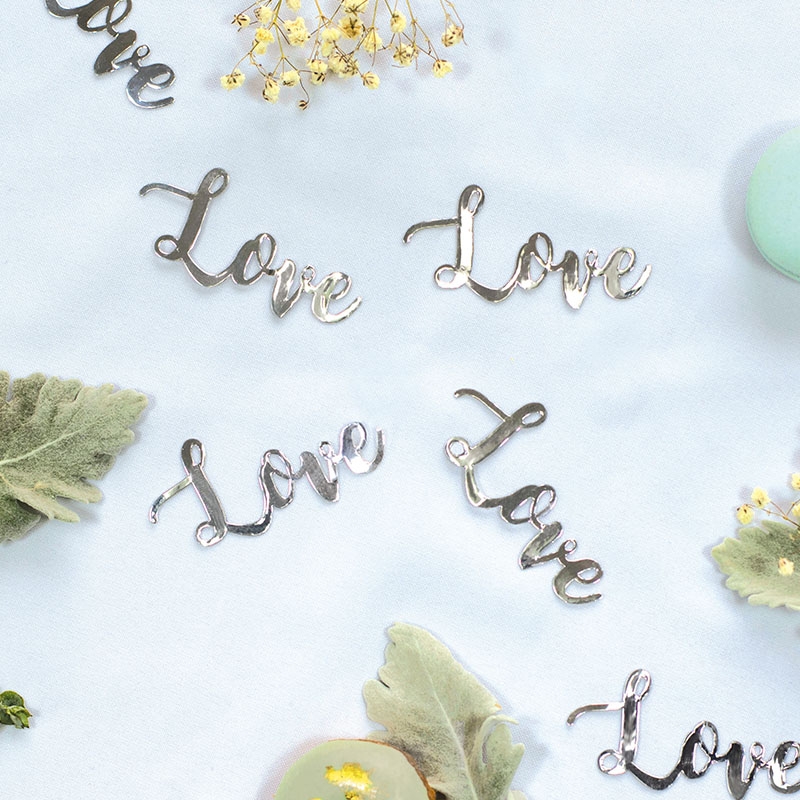 FS LOVE Foil Jumbo Confetti Silver 20pk