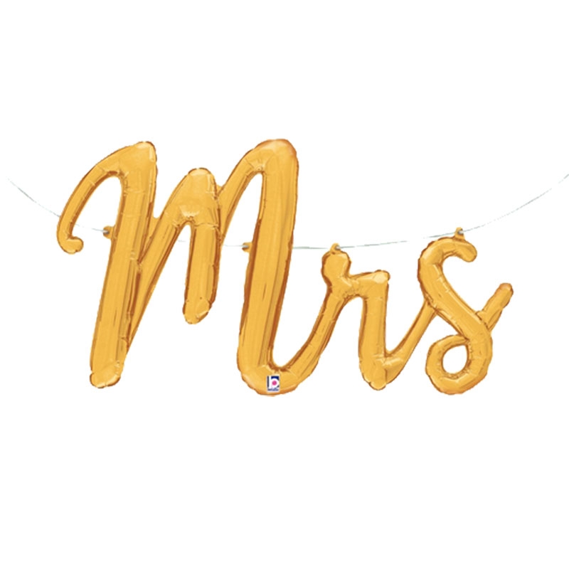 Shape Mrs Script Gold Foil 39&quot; 1pk