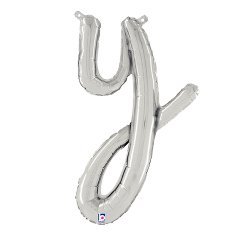 M/Loon Script y Silver 24&quot; Foil  Air filled 1pk