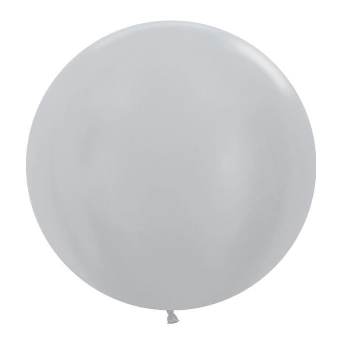 Shimmer Silver 60cm Round Balloons 2pk