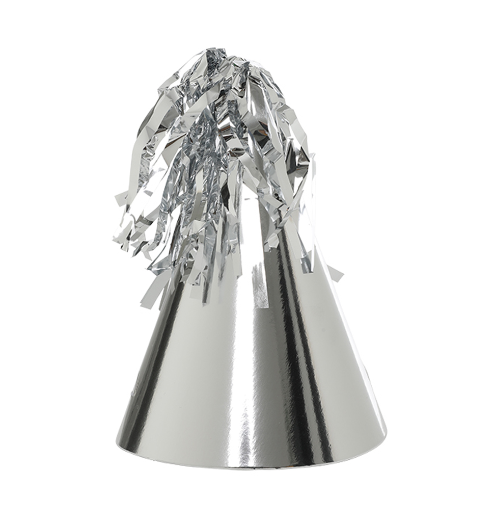 FS Party Hat with Tassel Topper Met/Silver 10pk