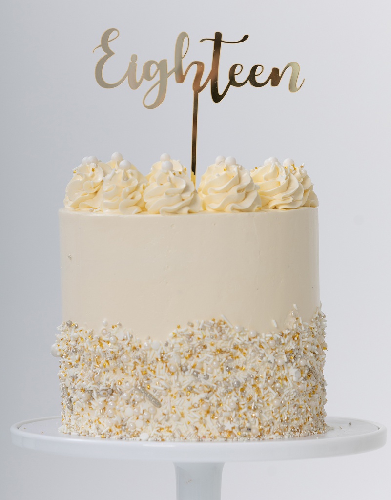 FS Cake Topper EIGHTEEN Gold 1pk
