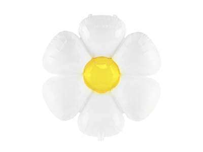 PD Foil Balloon Glossy White Daisy with Yellow 1pkt 97x103CM 