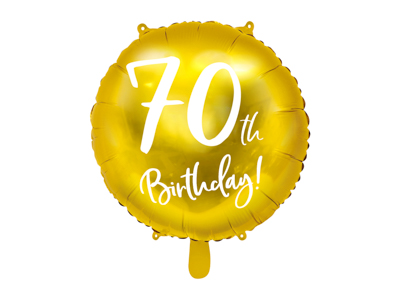 PD Foil Balloon Round Cursive 70th Birthday Gold 1pkt 45CM 