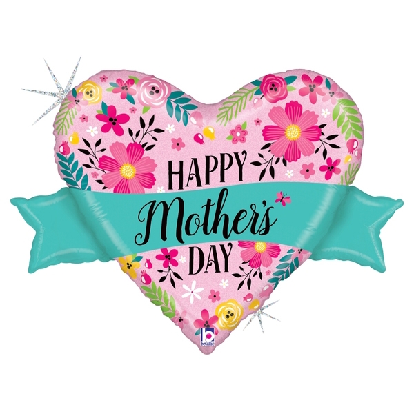 Glitter Floral Mother’s Day Holo Shape Foil Balloon 32” 1pk