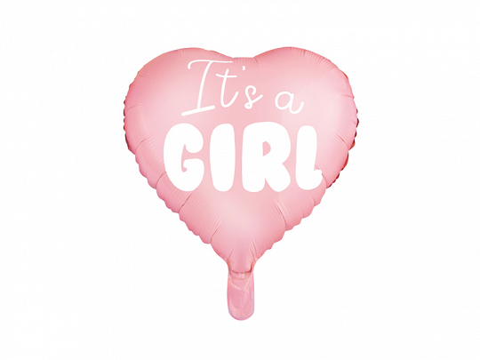 PD Foil Balloon Matte Heart it's a Girl 1pkt 45CM pastel pink
