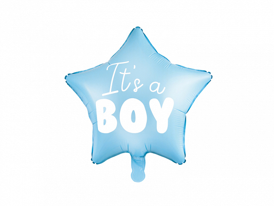PD Foil Balloon Matte Star it's a Boy 1pkt 45CM Pastel Blue