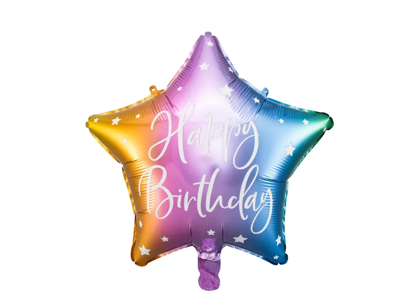 PD Foil Balloon Glossy Star Happy Birthday Mix 1pkt 40cm