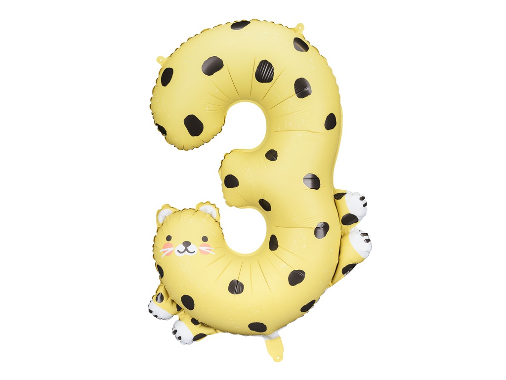 PD Foil Balloon Number 3 - Cheetah 68x98cm 