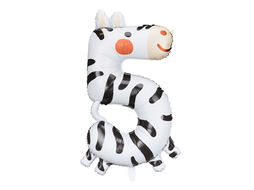 PD Foil Balloon Number 5 - Zebra 68x98cm