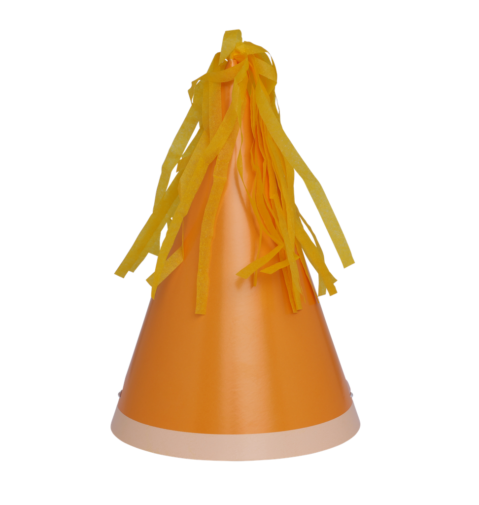 FS Party Hat with Tassel Topper Tangerine 10pk