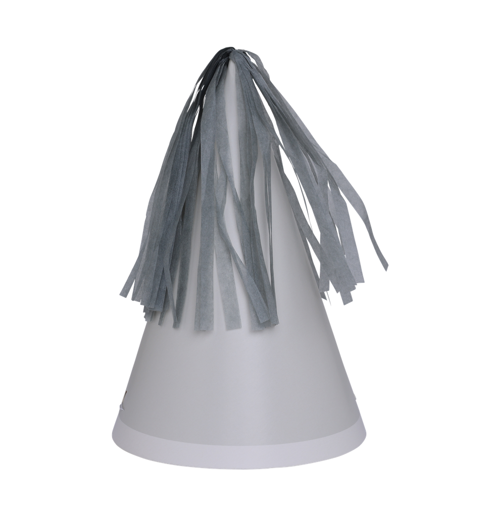 FS Party Hat with Tassel Topper Cool Grey 10pk