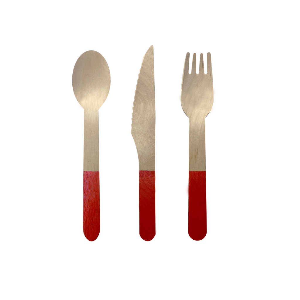 FS Wooden Cutlery 30pk Cherry 