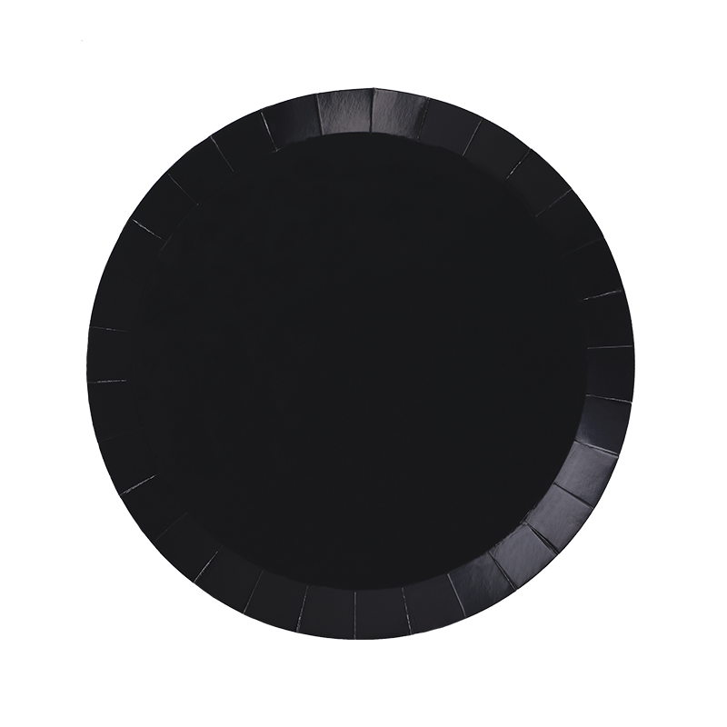 FS Paper Round Snack Plate 7&quot; Black 20pk 