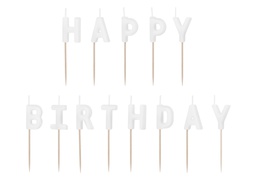 [SCS-13-008] PD Candles Happy Birthday White 2.5cm 13pk