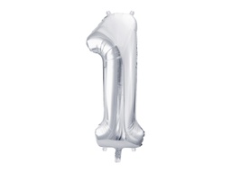 [FB1M-1-018] PD Foil Balloon Number ''1'' 86cm Silver 1pk