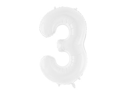 [FB130-3-008] PD Foil ballon Number ''3'' 86cm White 1pk