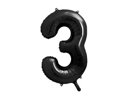 [FB1M-3-010] PD Foil Balloon Number ''3'' 86cm Black 1pk
