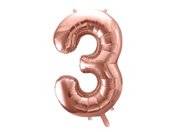 [FB1M-3-019R] PD Foil Balloon Number ''3'' 86cm Rose Gold 1pk
