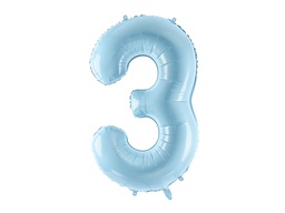 [FB1P-3-001J] PD Foil Balloon Number ''3'' 86cm Light Blue 1pk