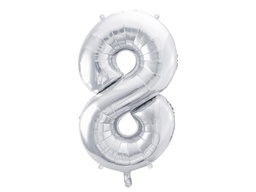 [FB1M-8-018] PD Foil Balloon Number ''8'' 86cm Silver 1pk