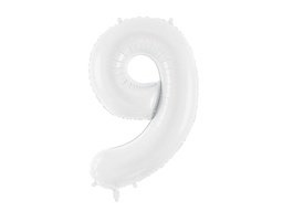 [FB130-9-008] PD Foil ballon Number ''9'' 86cm White 1pk