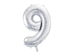 [FB1M-9-018] PD Foil Balloon Number ''9'' 86cm Silver 1pk