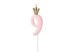 [SCU6-9-081J] PD Birthday Candle Number #9 Light Pink 9.5cm 1pk