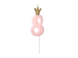 [SCU6-8-081J] PD Birthday Candle Number #8 Light Pink 9.5cm 1pk