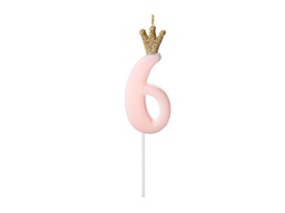 [SCU6-6-081J] PD Birthday Candle Number #6 Light Pink 9.5cm 1pk