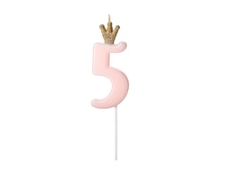 [SCU6-5-081J] PD Birthday Candle Number #5 Light Pink 9.5cm 1pk