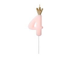 [SCU6-4-081J] PD Birthday Candle Number #4 Light Pink 9.5cm 1pk