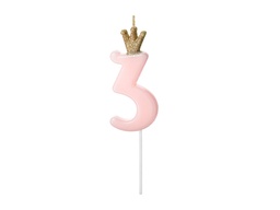 [SCU6-3-081J] PD Birthday Candle Number #3 Light Pink 9.5cm 1pk
