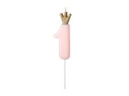 [SCU6-1-081J] PD Birthday Candle Number #1 Light Pink 9.5cm 1pk