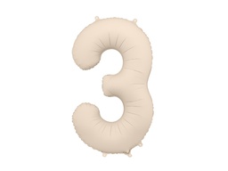 [FB1T-3-013J] PD Foil Balloon Number #3 Beige/Grey 86cm 1pk