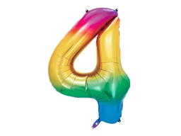 [84FB1-1-4] PD Foil Balloon Number #4 Rainbow 86cm 1pk