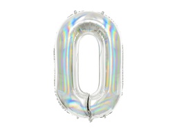 [84FB1-3-0] PD Foil Balloon Number #0 Iridescent 86cm 1pk
