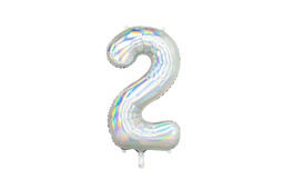 [84FB1-3-2] PD Foil Balloon Number #2 Iridescent 86cm 1pk