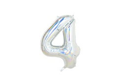 [84FB1-3-4] PD Foil Balloon Number #4 Iridescent 86cm 1pk