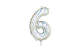 [84FB1-3-6] PD Foil Balloon Number #6 Iridescent 86cm 1pk