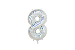 [84FB1-3-8] PD Foil Balloon Number #8 Iridescent 86cm 1pk