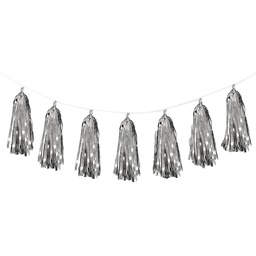 [5203AMSP] FS  Tassel Garland Silver 3m 12 pk