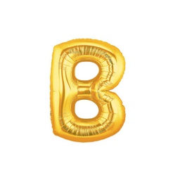 [2514902BG] M/Loon Mini B Gold Foil Balloon 7&quot; 1pk