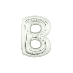 [2514902BS] M/Loon Mini B Silver Foil Balloon 7&quot; 1pk